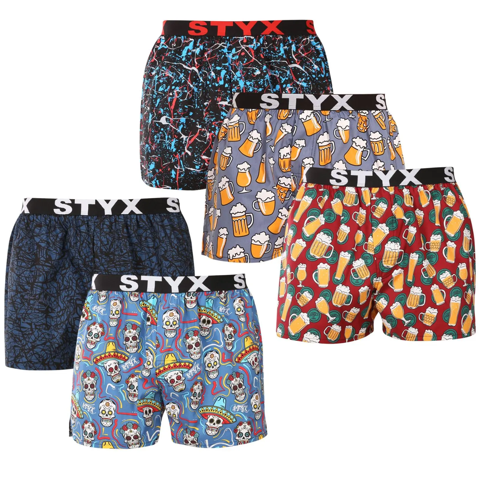 5PACK pánské trenky Styx art sportovní guma vícebarevné (5B1371456) S, trenýrky