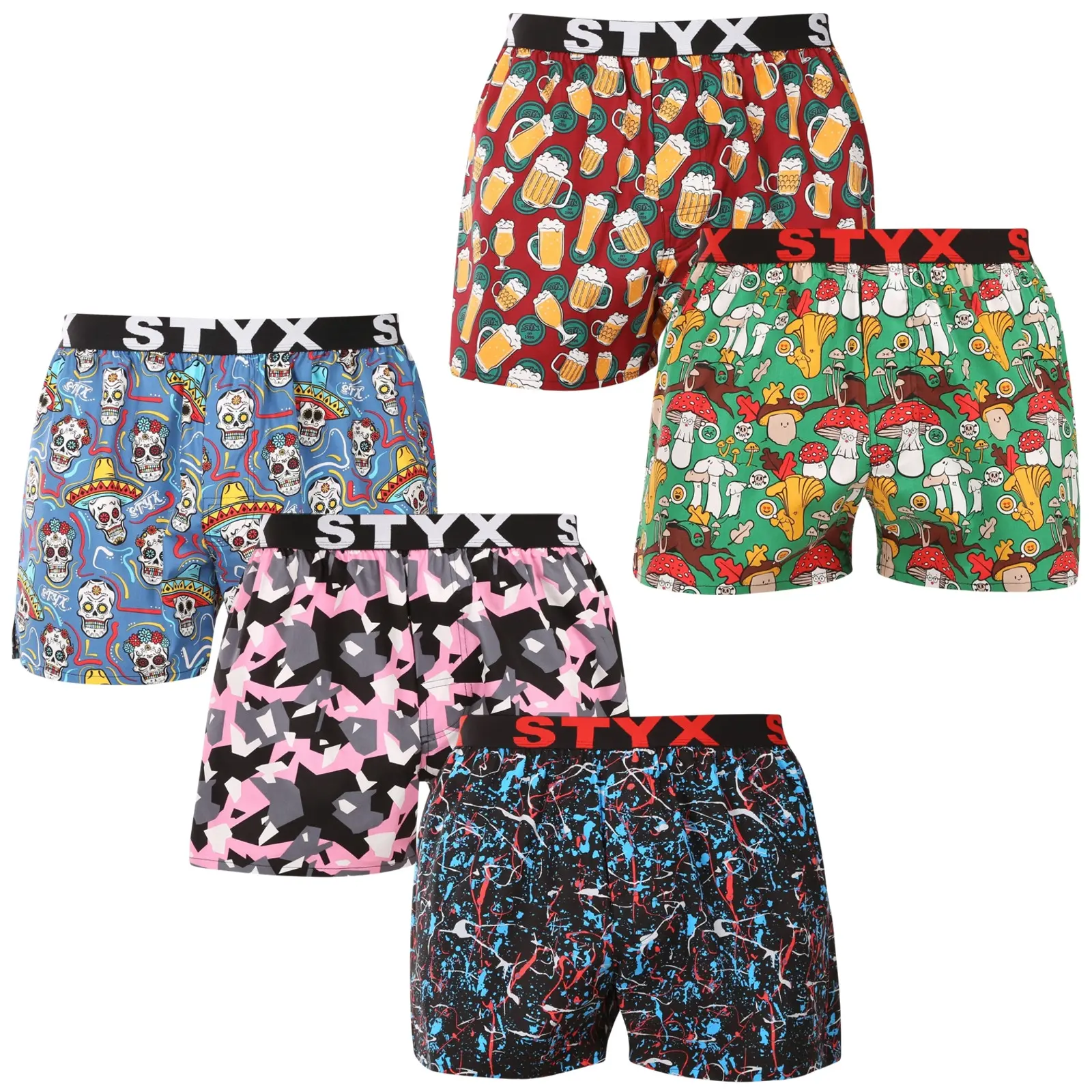 5PACK pánské trenky Styx art sportovní guma vícebarevné (5B1845680) S, trenýrky