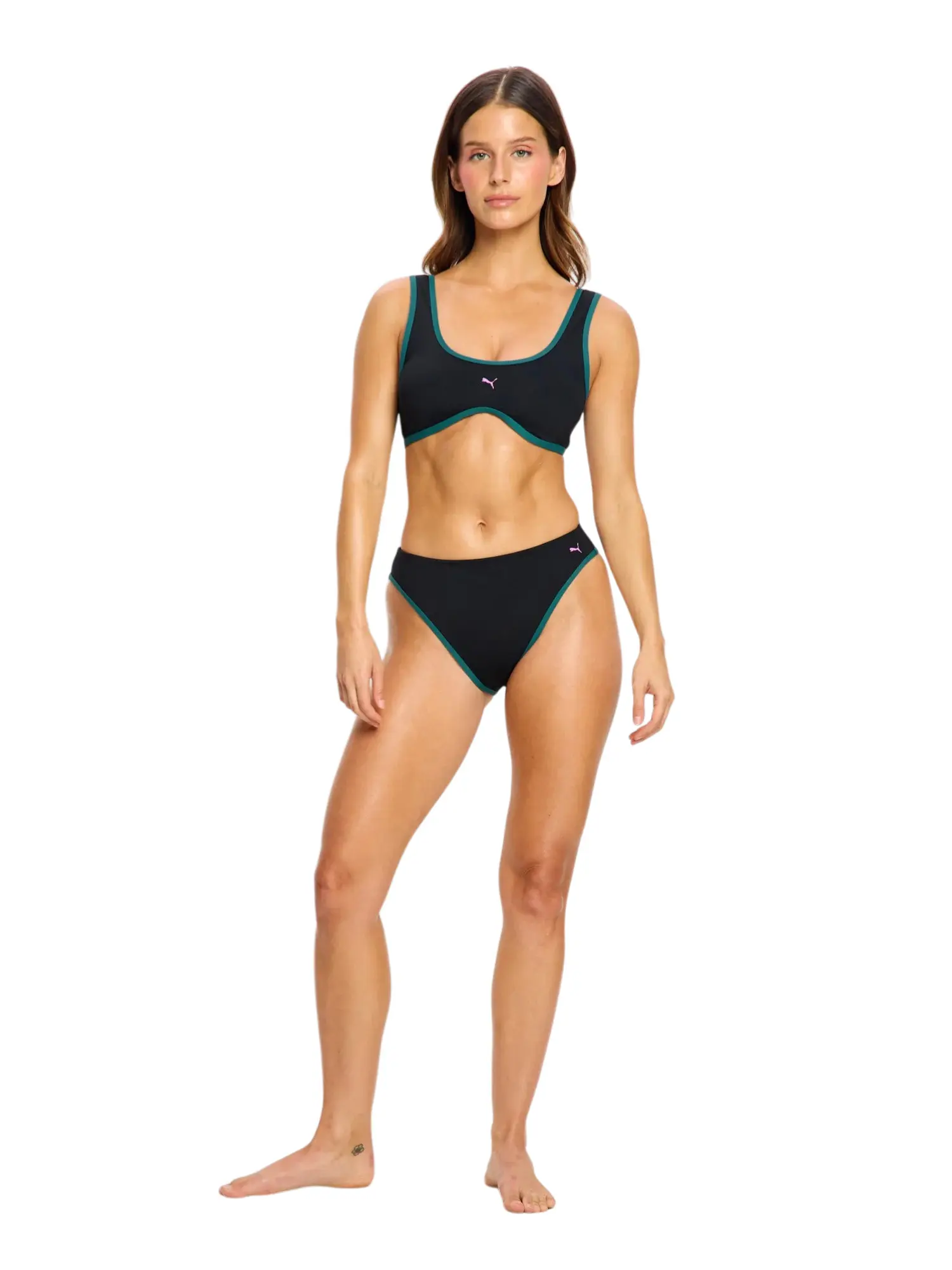 Menstruační plavky Puma & Modibodi Hi-Leg Cheeky Bottom Super Black Orchid spodní díl (MPPMHLBSBO) XL