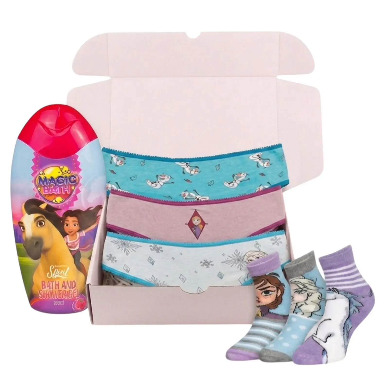 Dívčí dárková sada Frozen – ponožky, kalhotky a sprchový gel Spirit (7TPLKJT1)