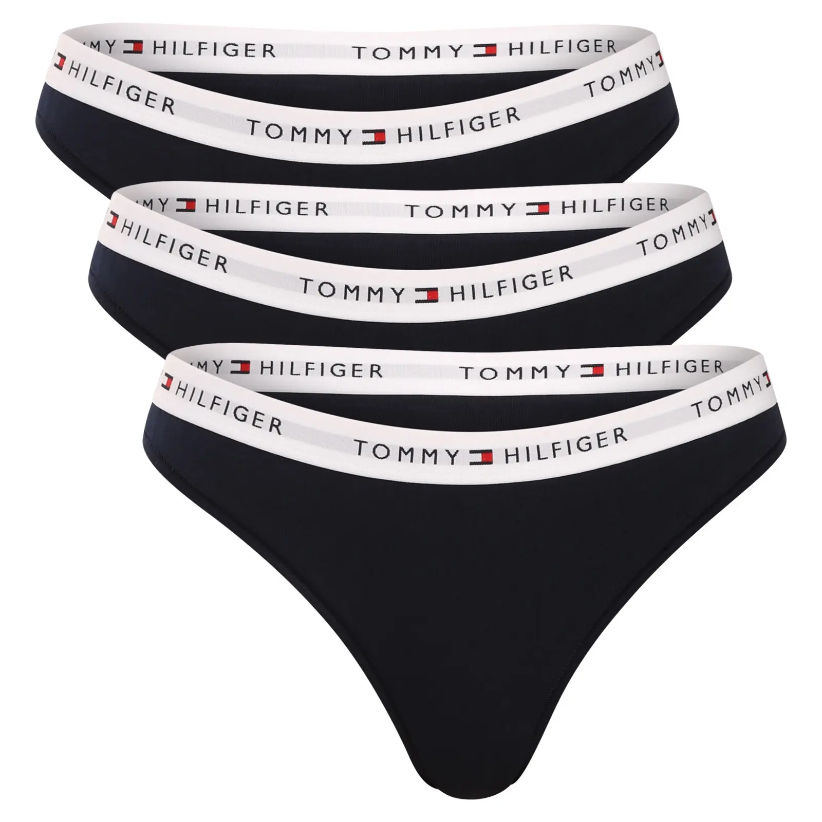 3PACK dámská tanga Tommy Hilfiger černá (UW0UW05530 0R0) XS