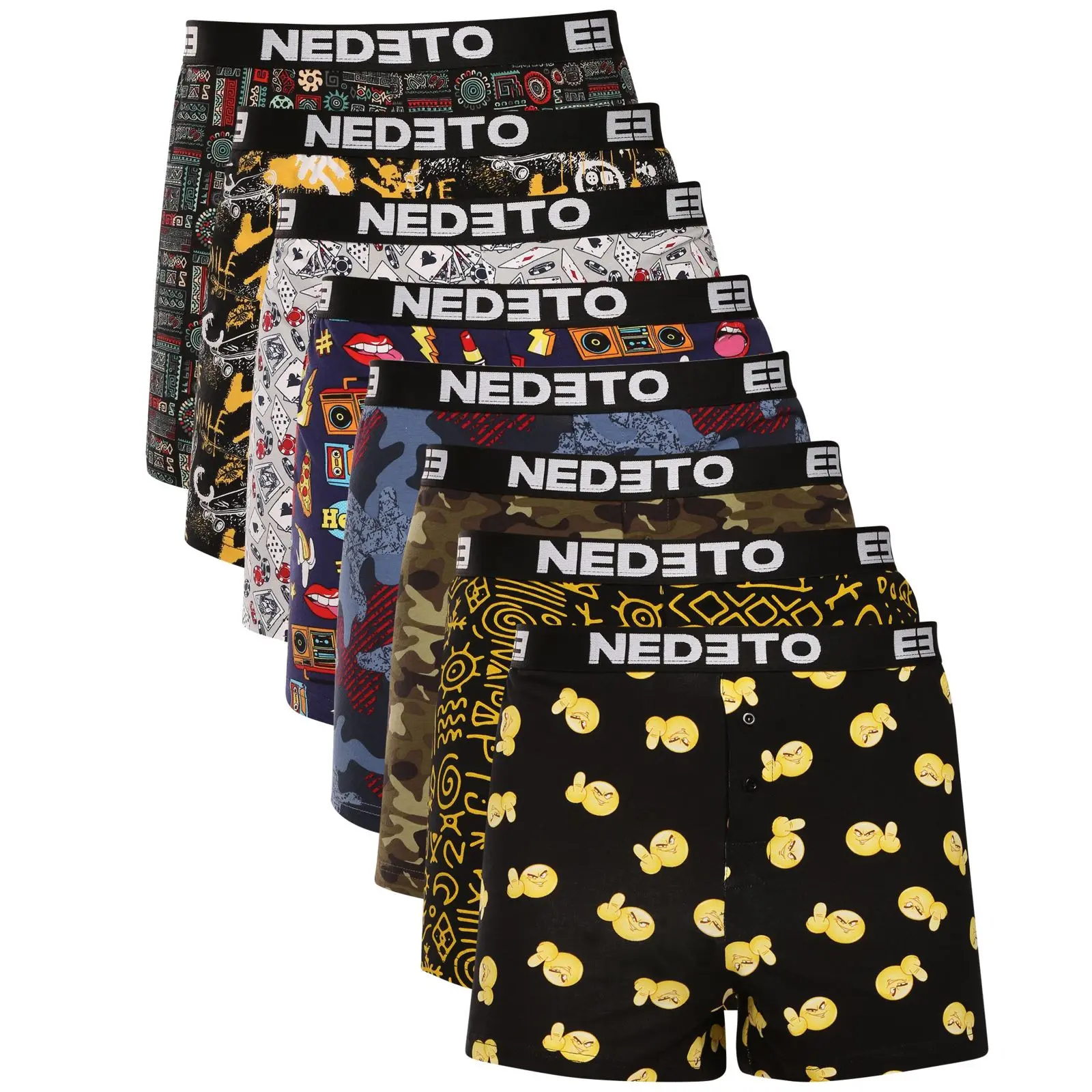 8PACK pánské trenky Nedeto vícebarevné (8NGV01)