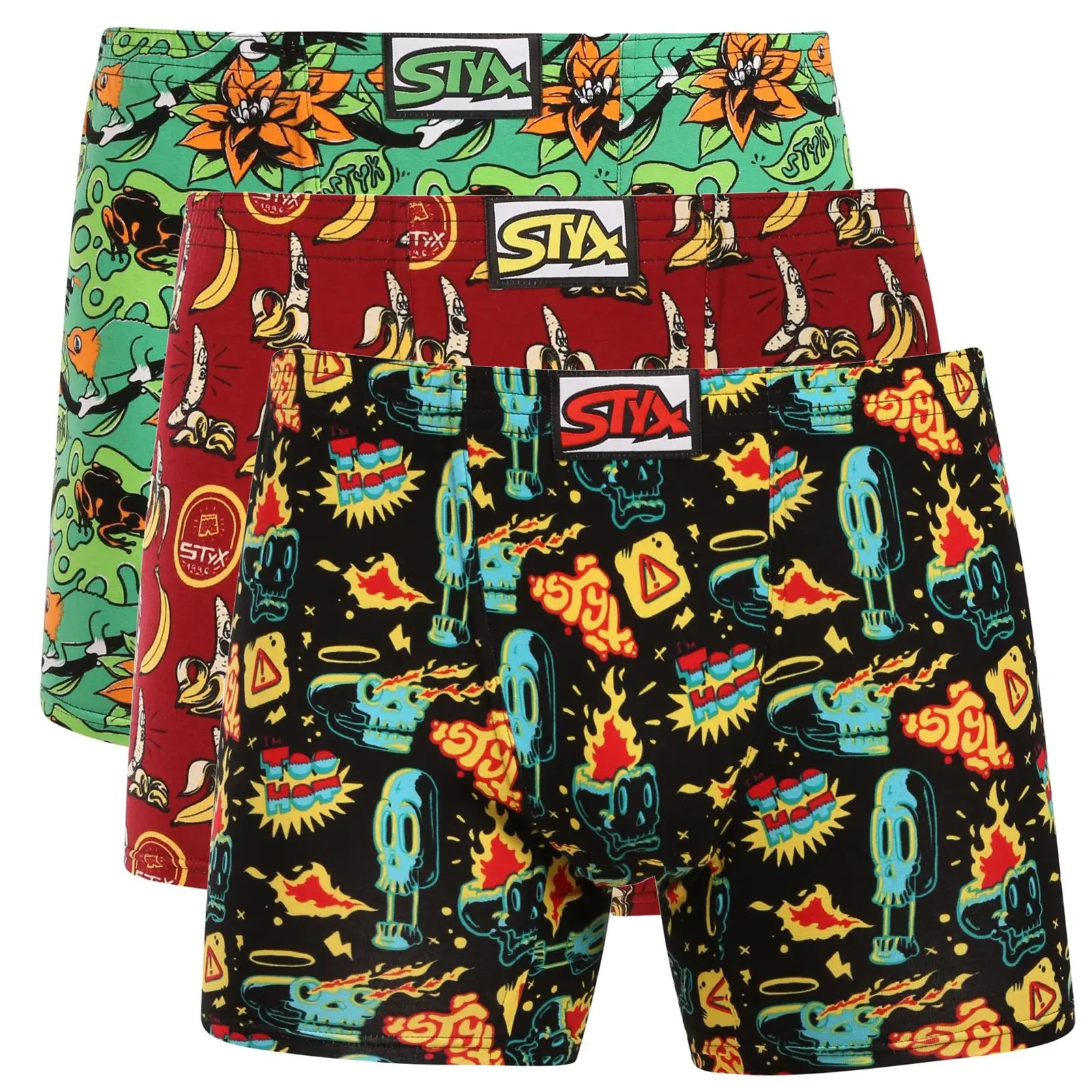 3PACK pánské boxerky Styx long art klasická guma vícebarevné (3FN13987) XXL, trenky / trenýrky