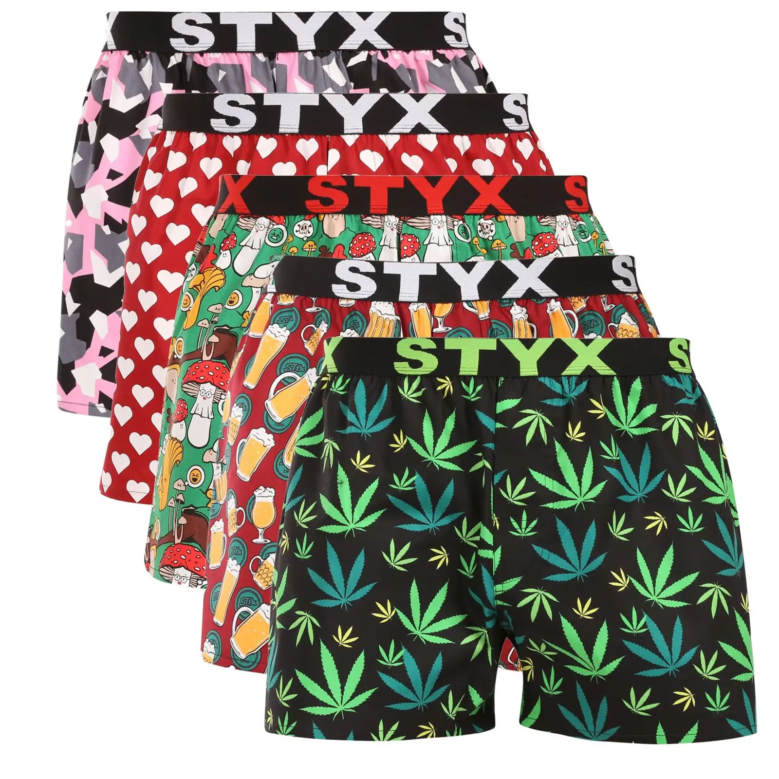 5PACK pánské trenky Styx art sportovní guma vícebarevné (5B1858901) M, trenýrky