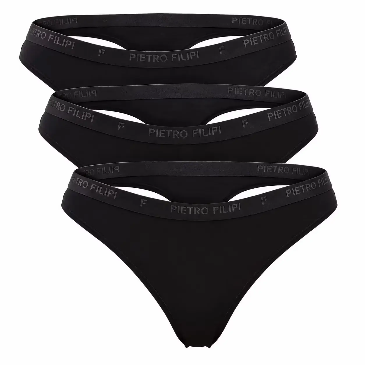 3PACK dámská tanga Pietro Filipi bambusová černá (3PLTC1)