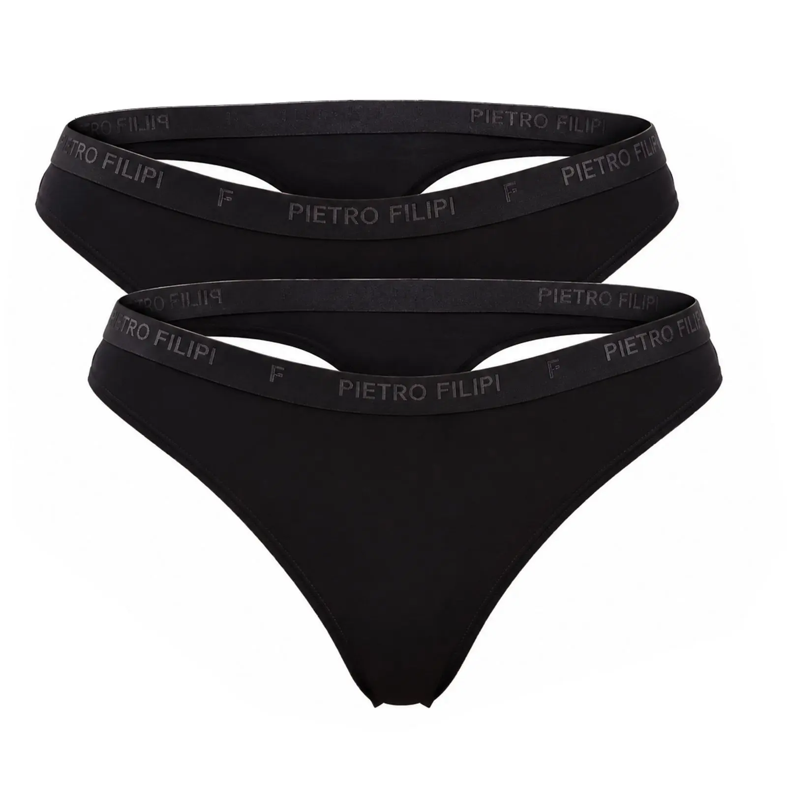 2PACK dámská tanga Pietro Filipi bambusová černá (2PLTC1)