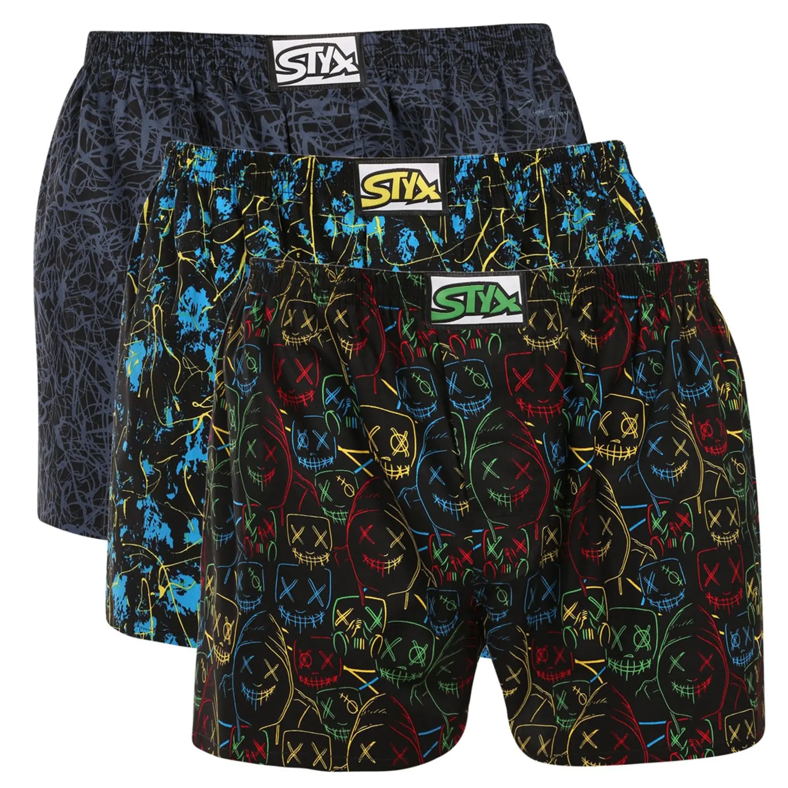 3PACK pánské trenky Styx art klasická guma nadrozměr vícebarevné (3E20012)
