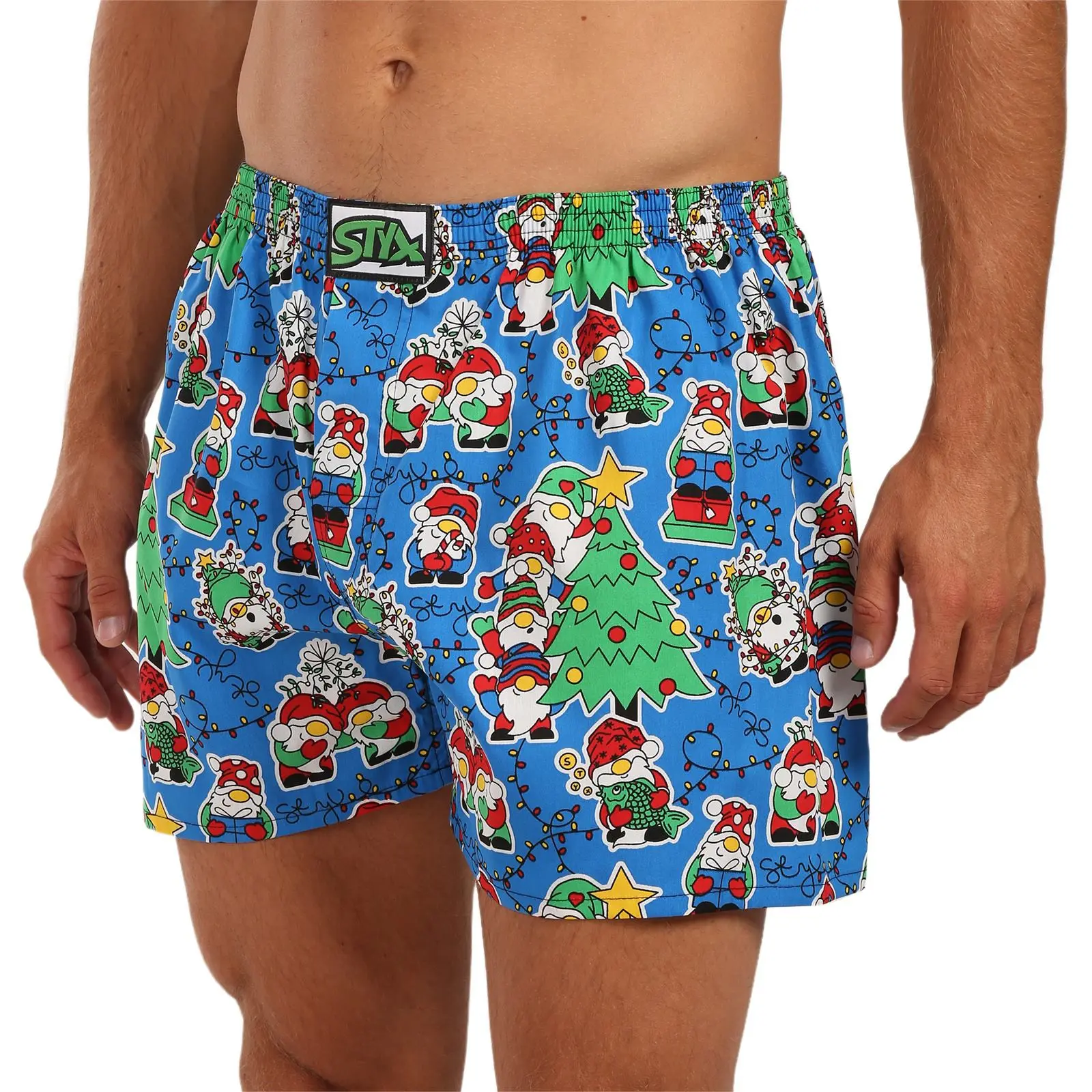 Pánské trenky Styx art klasická guma nadrozměr Vánoce skřítci (E1959)