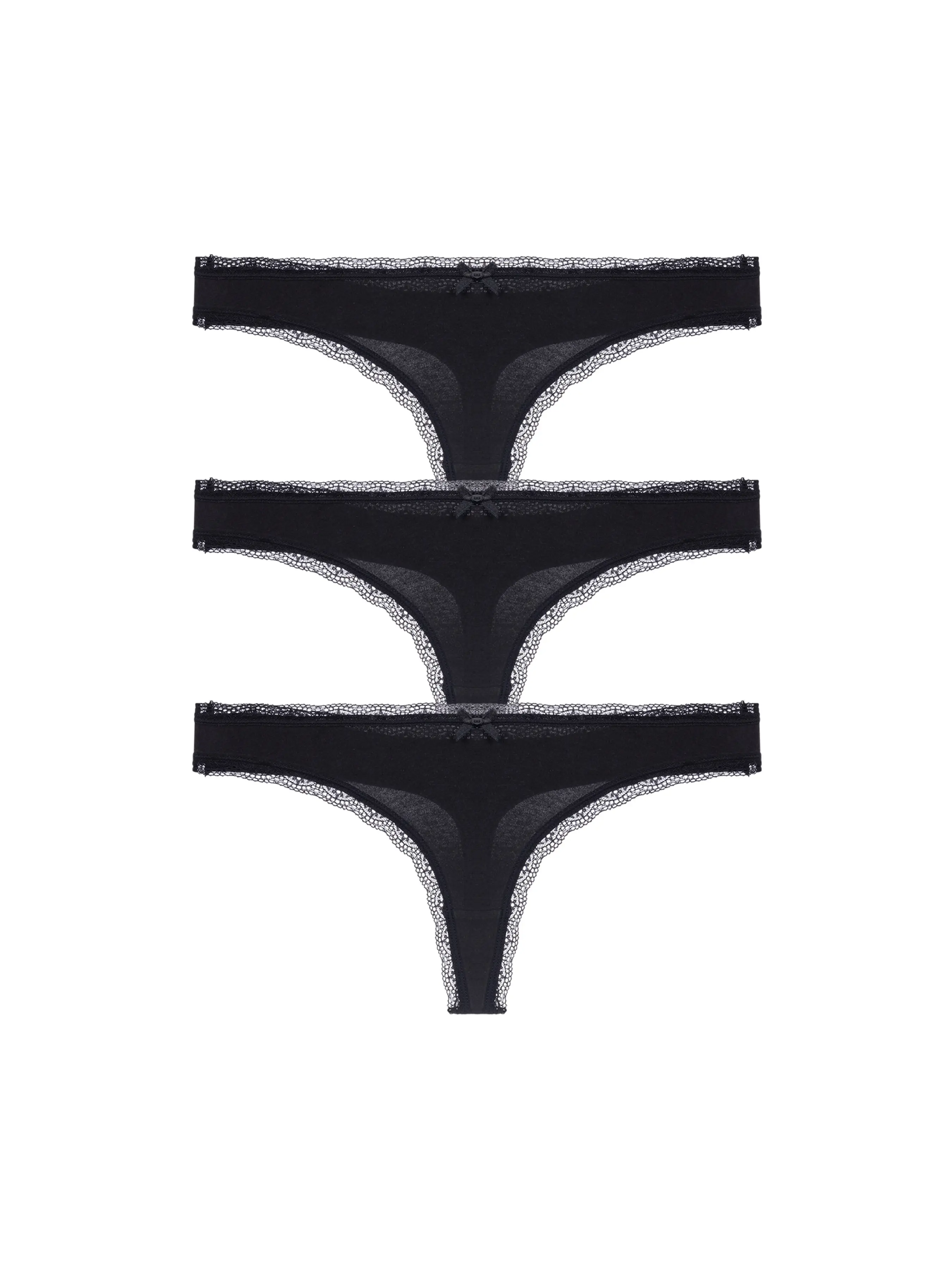 3PACK dámská tanga Dorina Essential Cotton černá (DCTH0013CO035-3X0009) XS