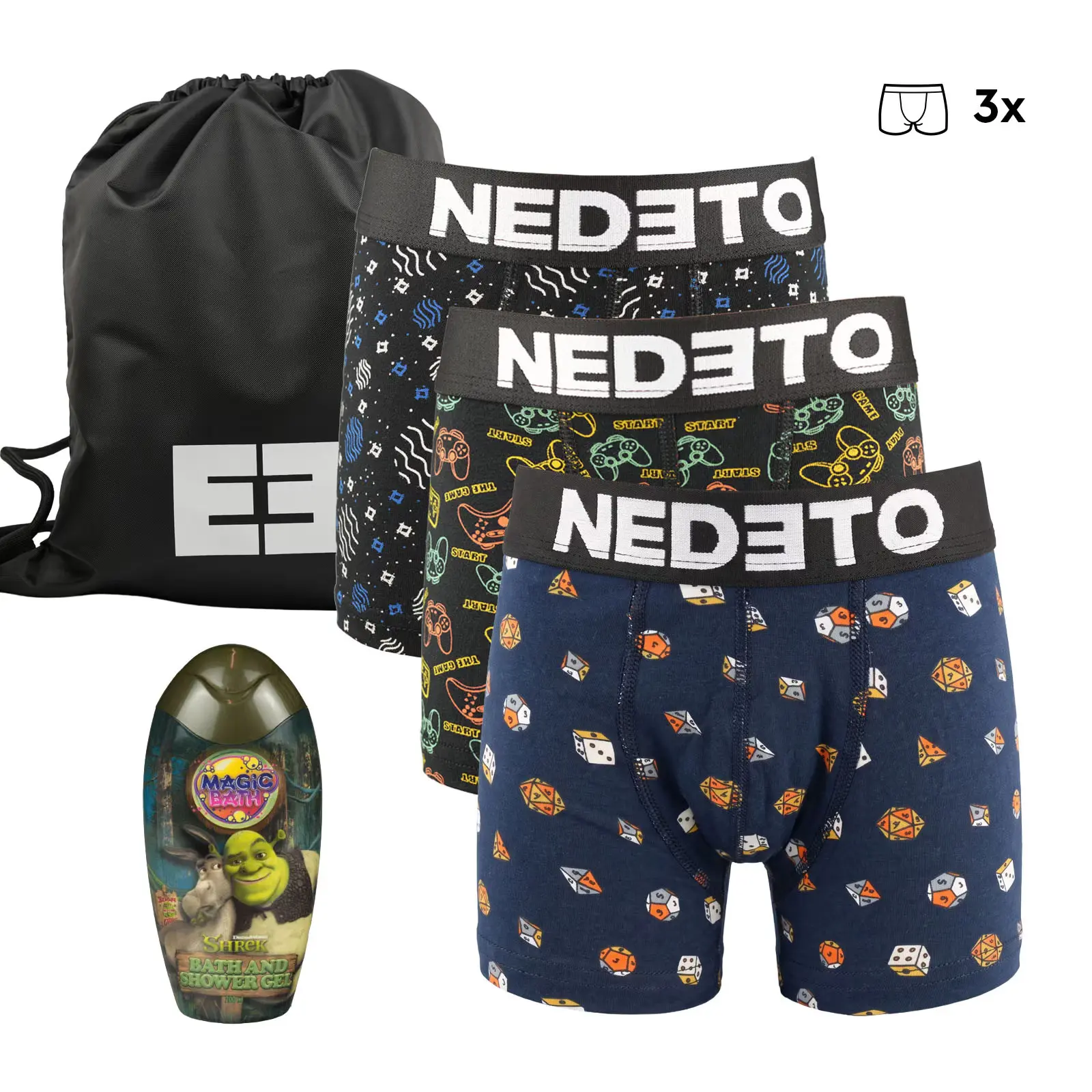Dětská dárková sada 3PACK dětské boxerky Nedeto a sprchový gel (3NBDTP3) 9-11 let, trenky / trenýrky