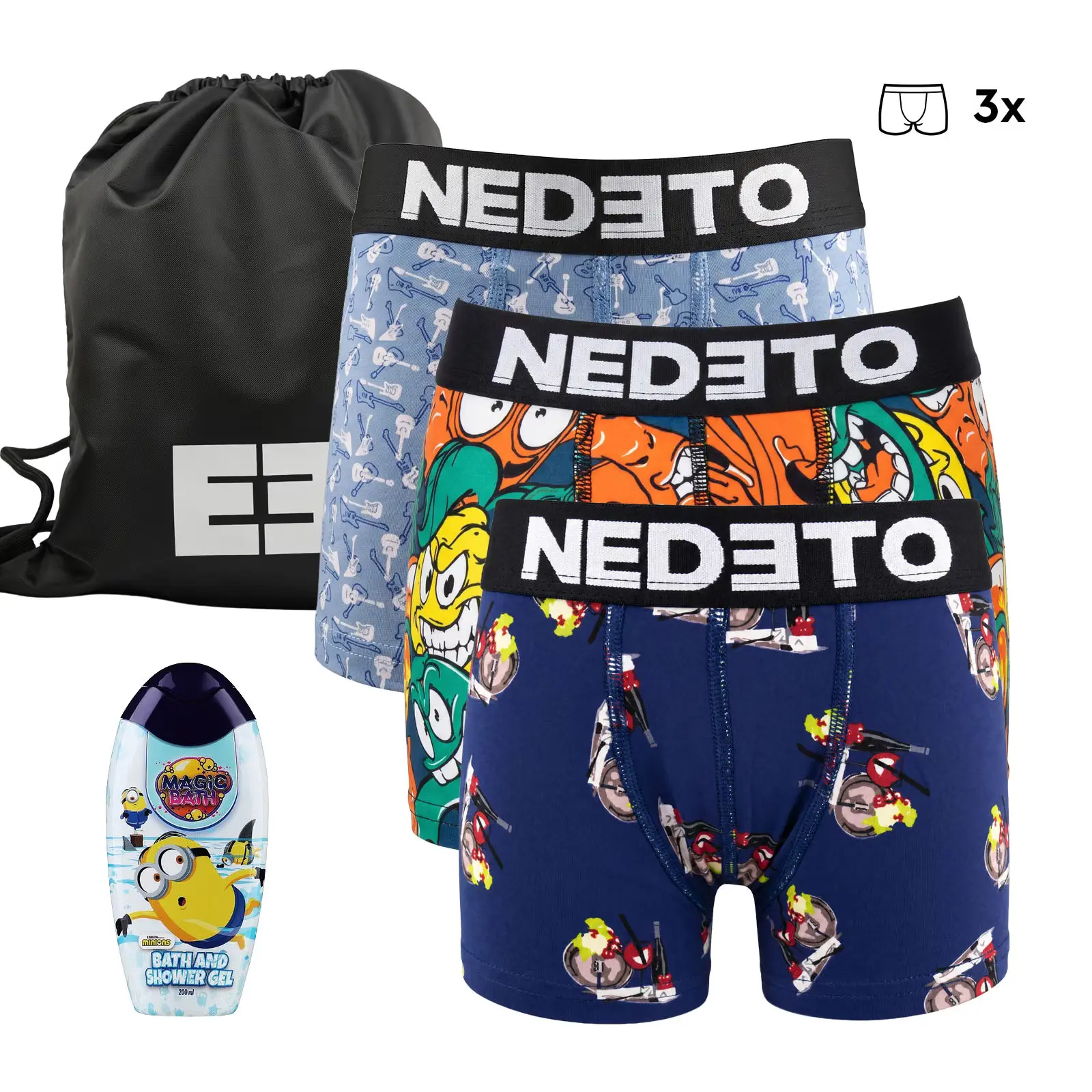 Dětská dárková sada 3PACK dětské boxerky Nedeto a sprchový gel (3NBDTP4) 6-8 let, trenky / trenýrky