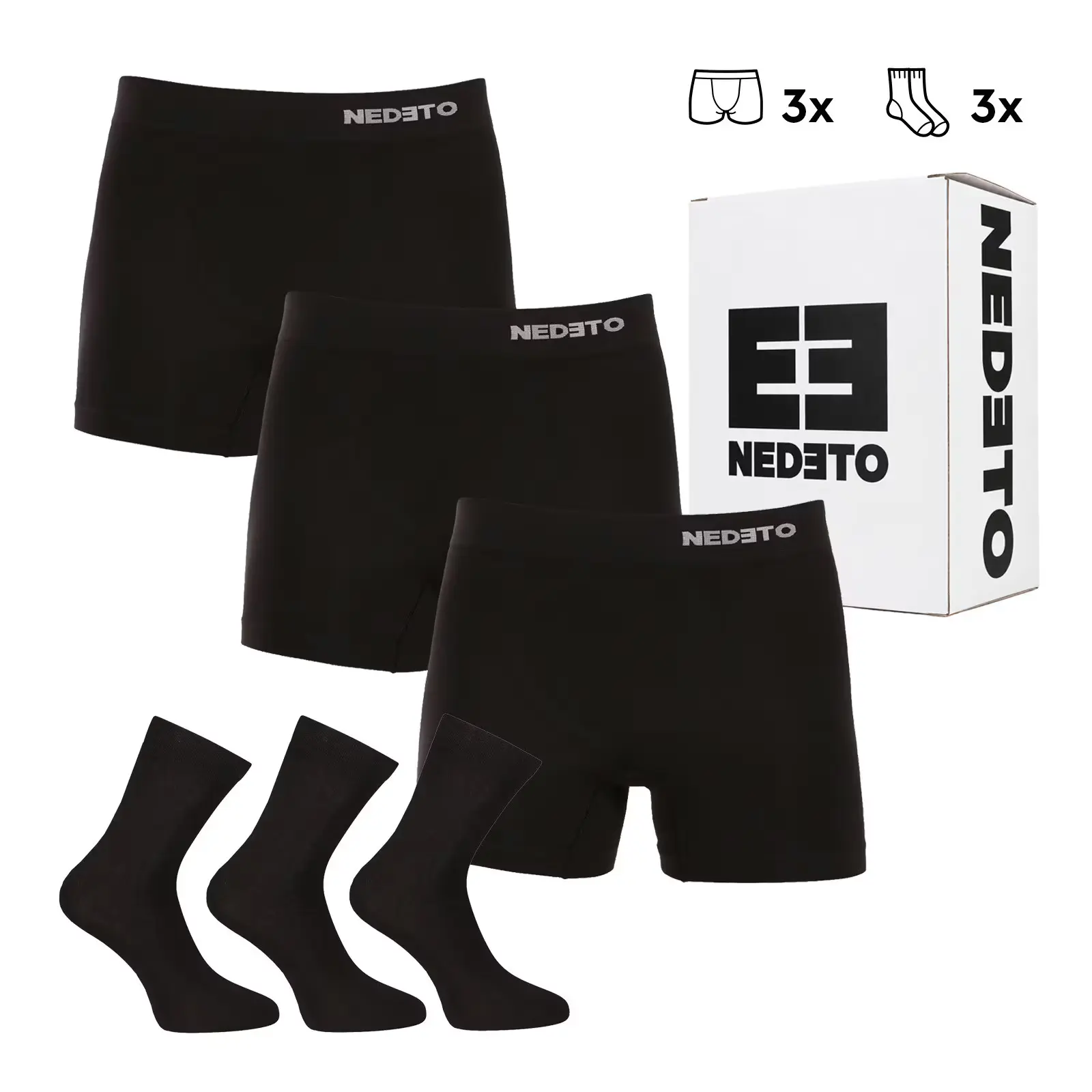 Pánská dárková sada 3PACK bambusové boxerky a 3PACK bambusové ponožky Nedeto