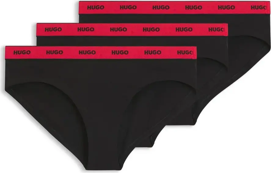 3PACK dámské kalhotky HUGO černé