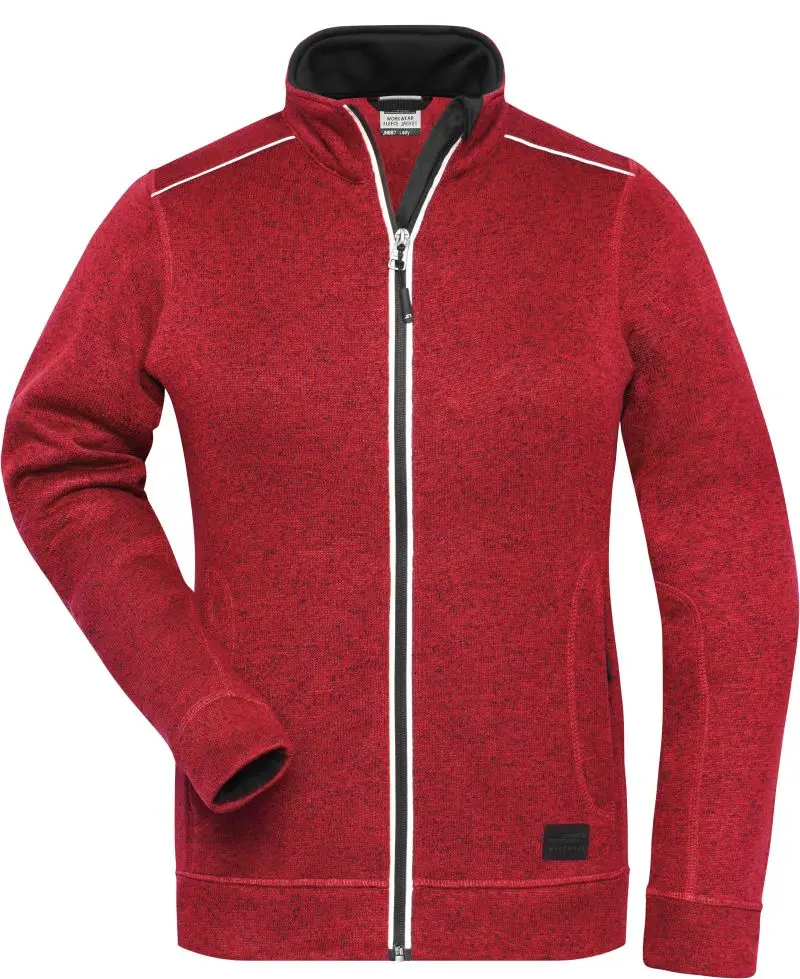 Dámská pracovní pletená fleecová bunda - Solid - red melange/black