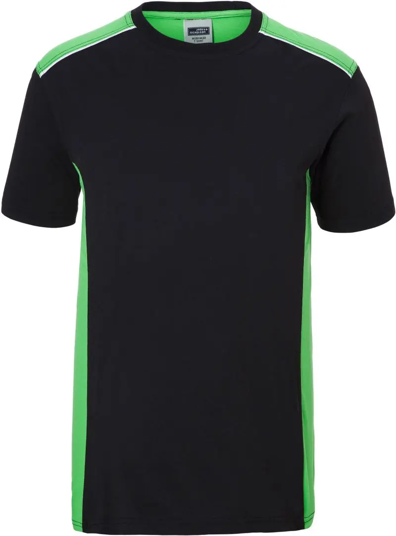 Pánské pracovní tričko - Color - black/lime green