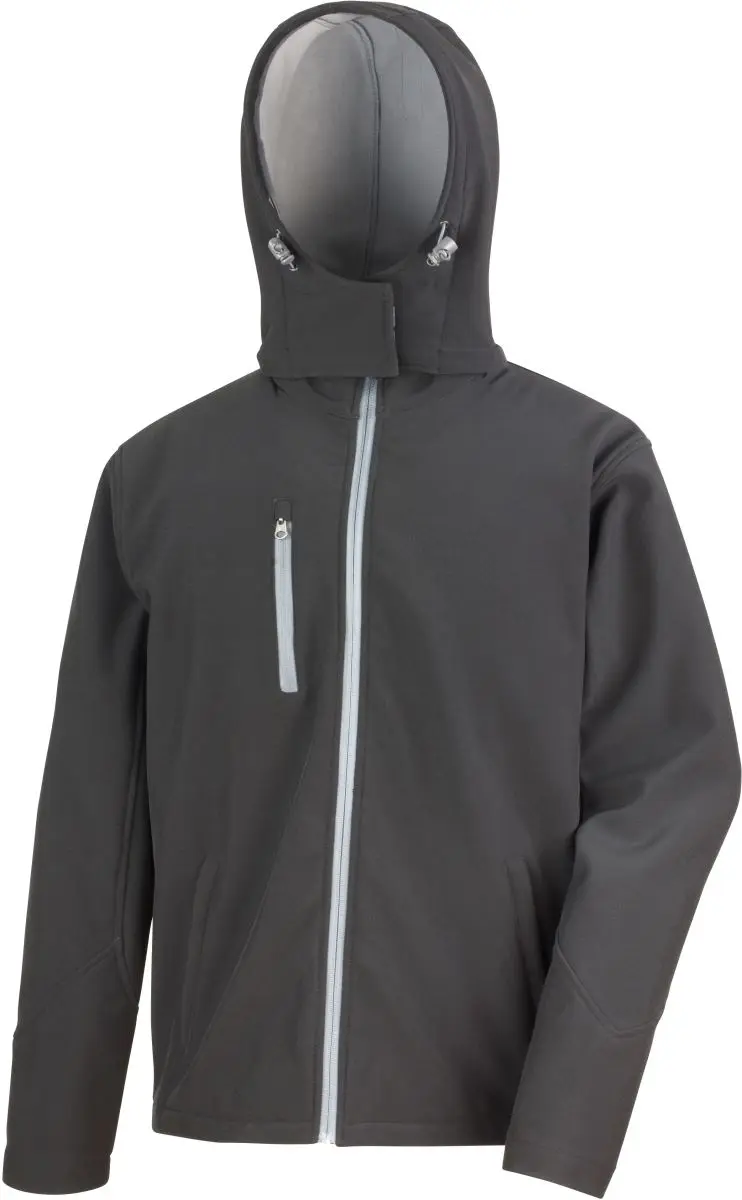 Pánská 3-vrstvá softshellová bunda s kapucí - black/grey