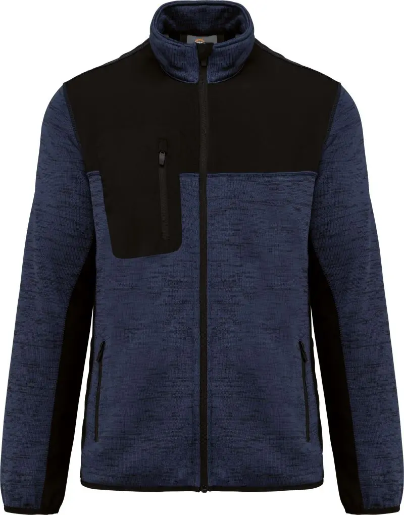 Pánská pracovní pletená fleecová bunda - navy melange/black
