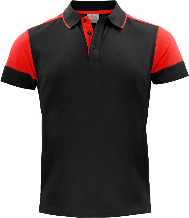 Pánské piqué polo z těžké bavlny - black/red