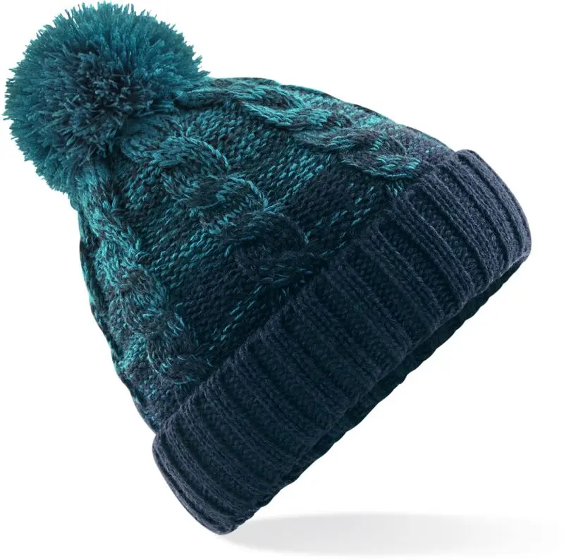 Pletená čepice "Ombré" - teal/french navy
