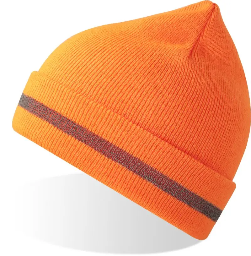 Bezpečnostní pletená čepice - orange fluo