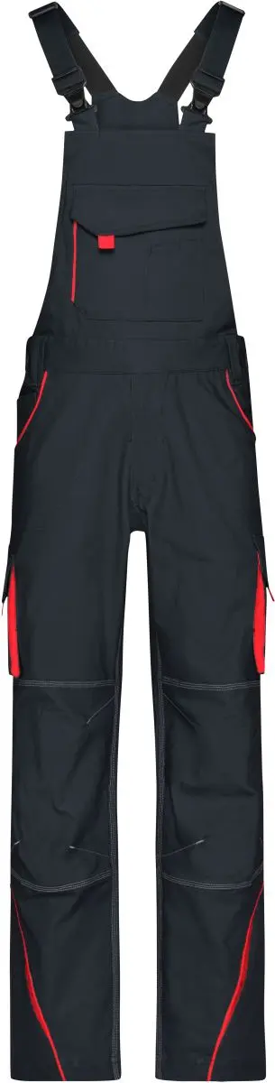 Pracovní kalhoty s laclem - Color - carbon/red