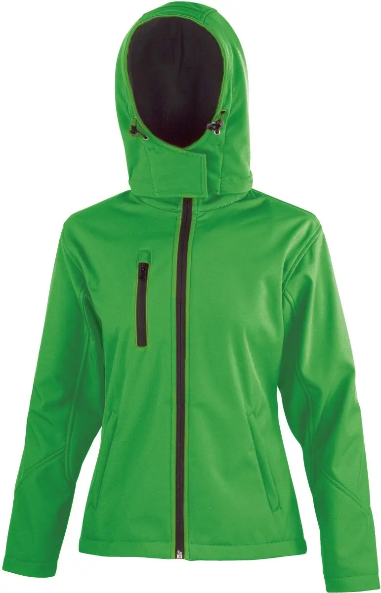 Dámská 3-vrstvá softshellová bunda s kapucí - vivid green/black