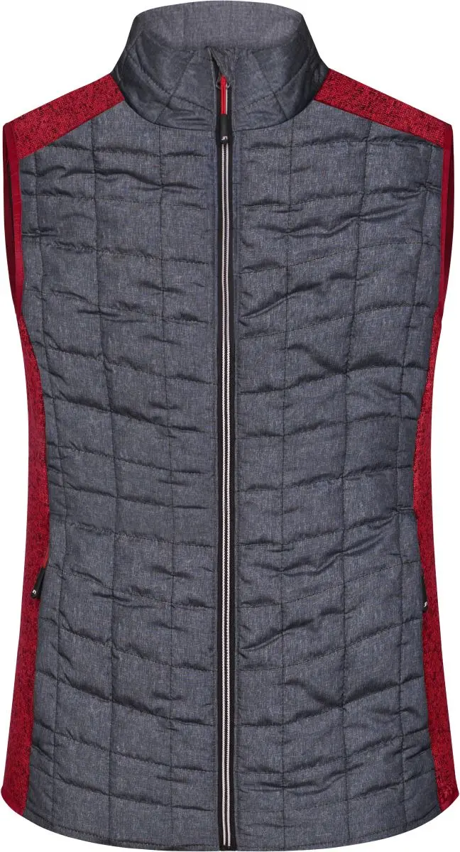 Dámská pletená hybridní vesta - red melange/anthracite melange
