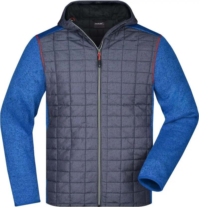 Pánská pletená hybridní bunda - royal melange/anthracite melange