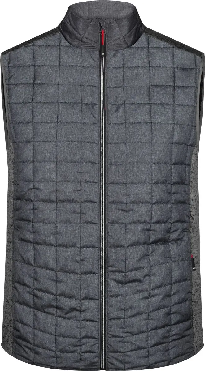 Pánská pletená hybridní vesta - grey melange/anthracite melange