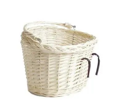 Proutěný košík na kolo bílý