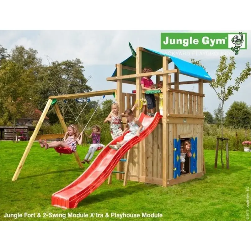 Hřiště Jungle Fort se skluzavkou a modulem 2-Swing Frame