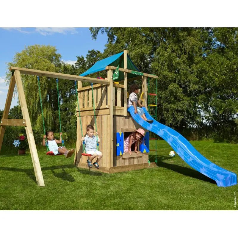 Hřiště Jungle Lodge se skluzavkou, modulem Playhouse a 2-Swing Frame