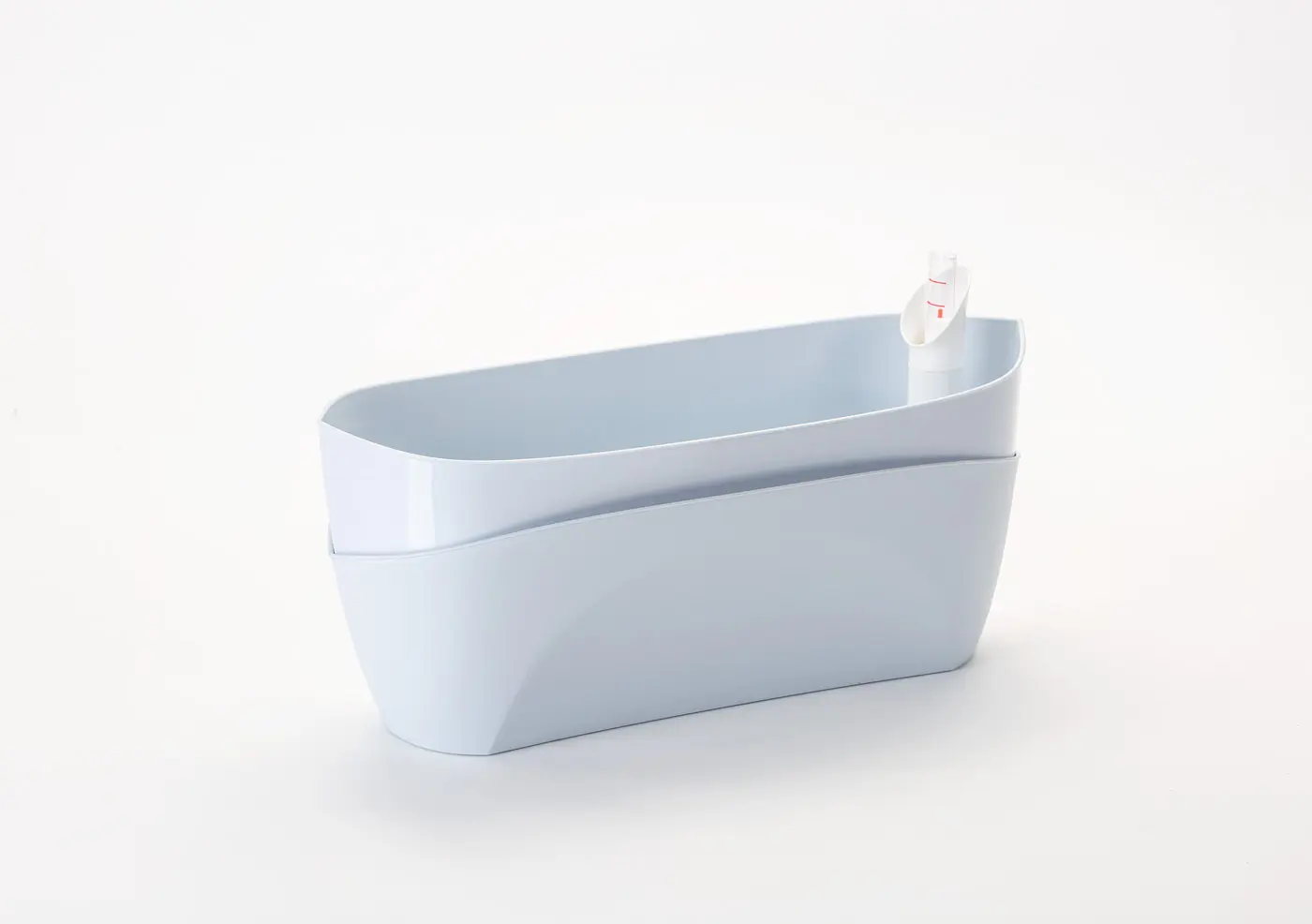 Plastia Samozavlažovací truhlík Doppio šedomodrá 38 cm 38 cm 15,5 cm