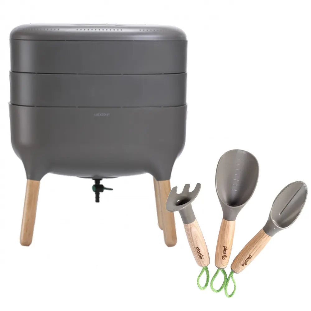 Plastia Set ANTRACIT - Vermikompostér + Pěstební set 50,5 cm 38 cm