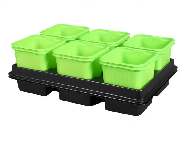 Nohel Garden Květník sadbový GREEN + podmiska 8 x 8 x 8 cm; 2 x 6 ks