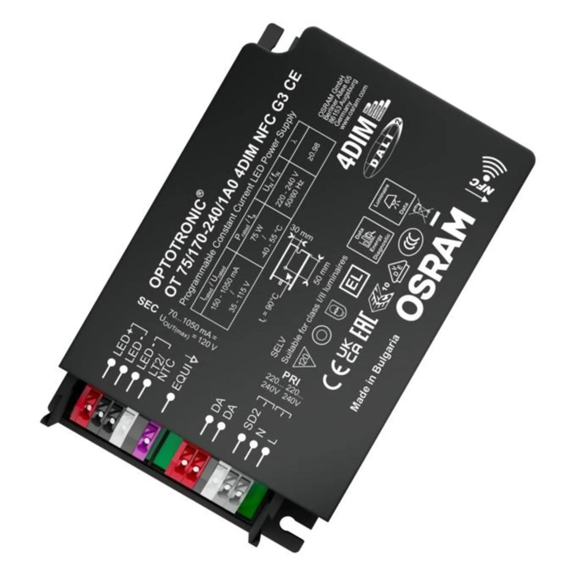 LEDVANCE LED napájecí zdroj OPTOTRONIC OT 75 W 220-240 V 35-115 V DC 4DIM stmívatelný