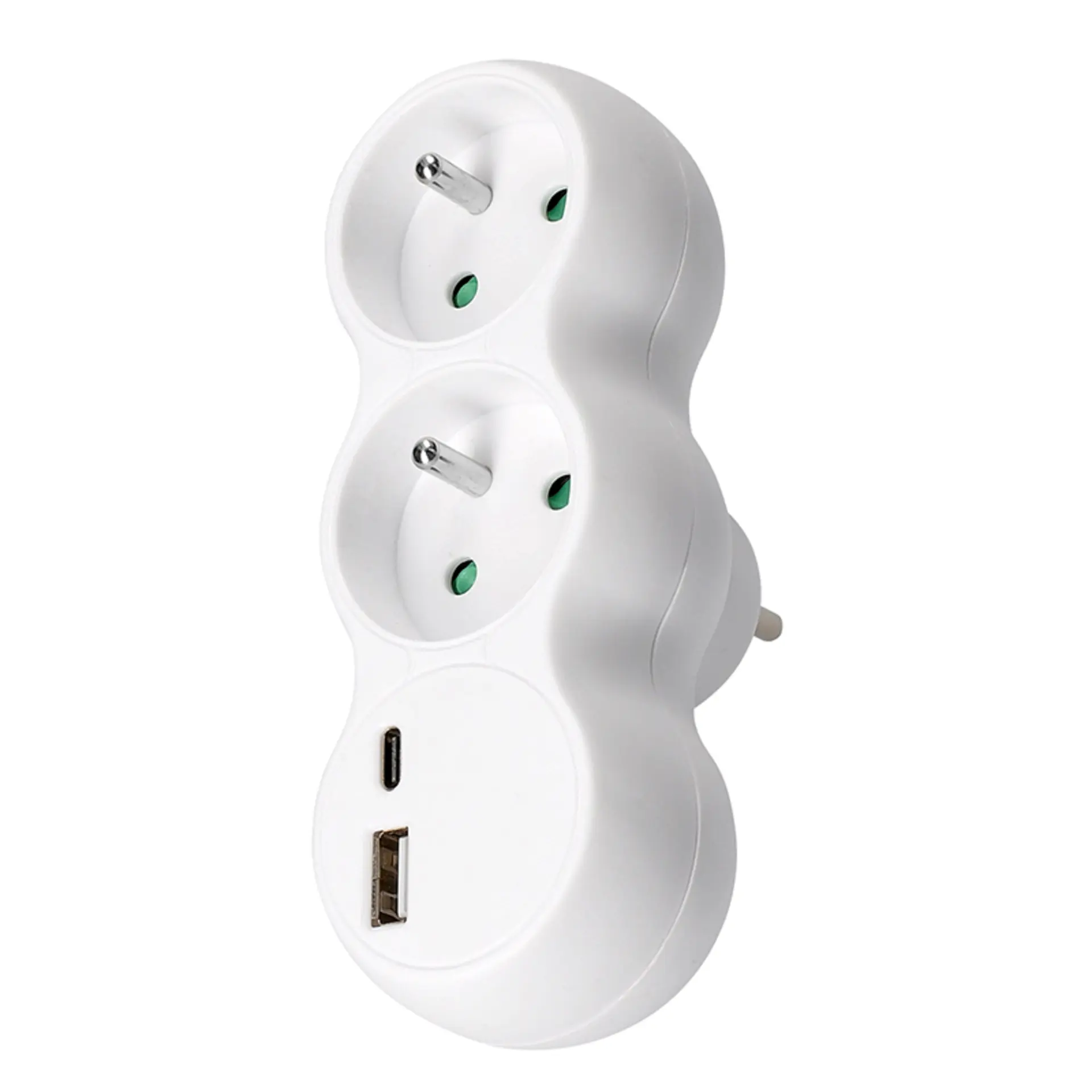 SOLIGHT P100USBC rozbočka s USB A+C nabíječkou, 2 x 10A, bílá