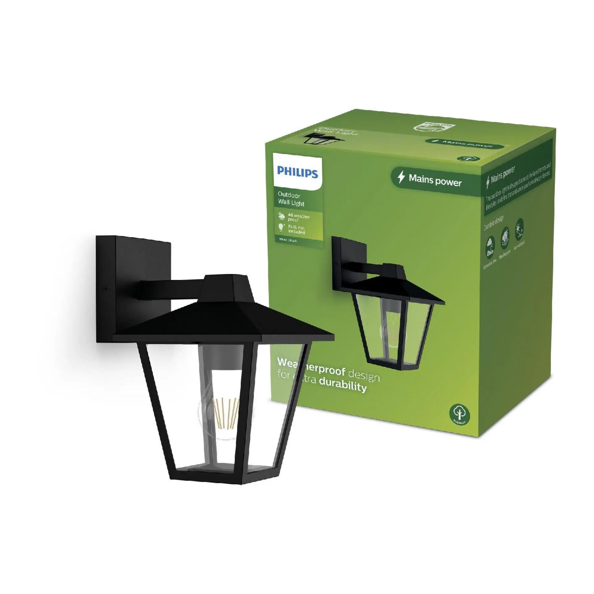 Philips Kinno venkovní nástěné svítidlo se svícením dolů černá, E27, max. 1x25 W