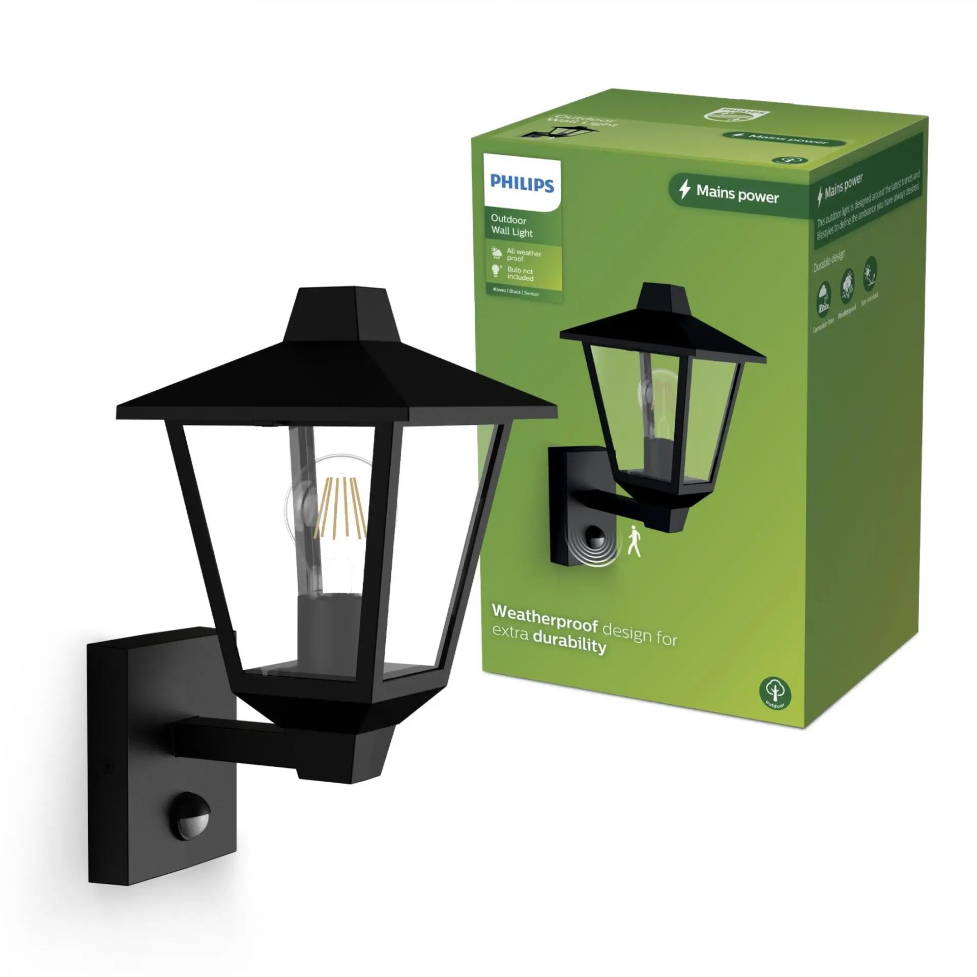 Philips WA UP Kinno venkovní nástěnné svítidlo E27, 25 W, IP44, bez žárovky, černá