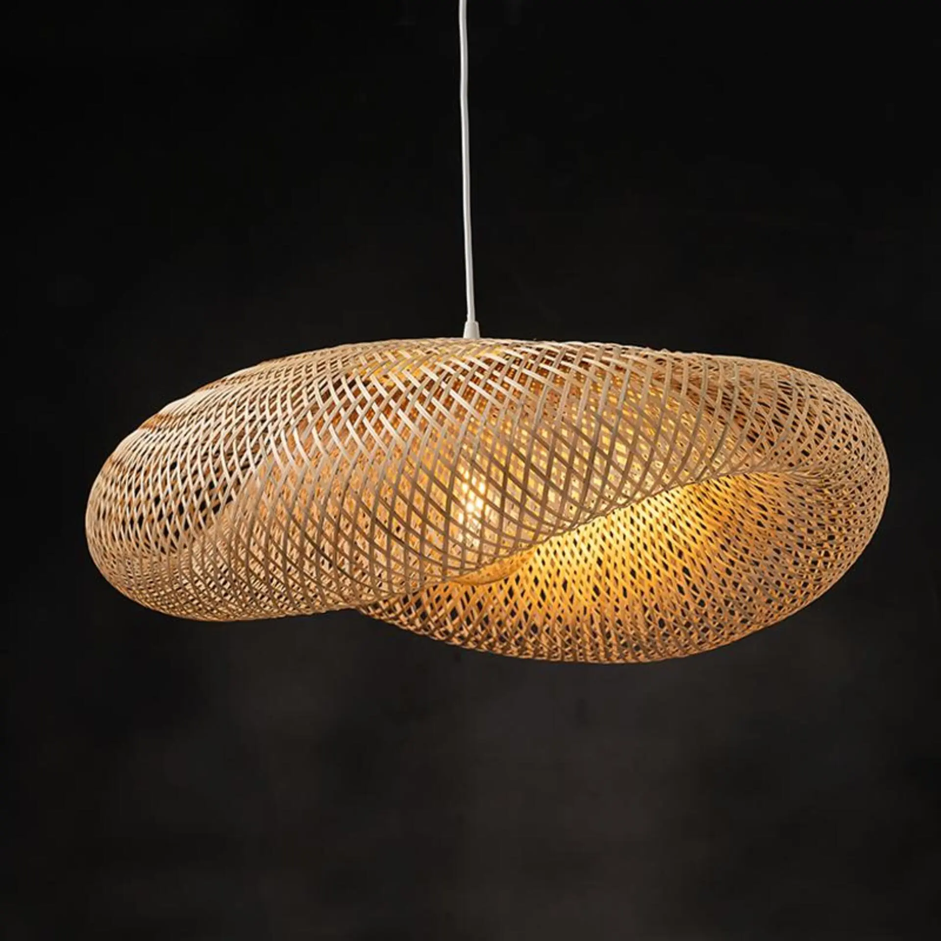 ACA Lighting závěsné svítidlo SYMI 1xE27 bambus HX1303P
