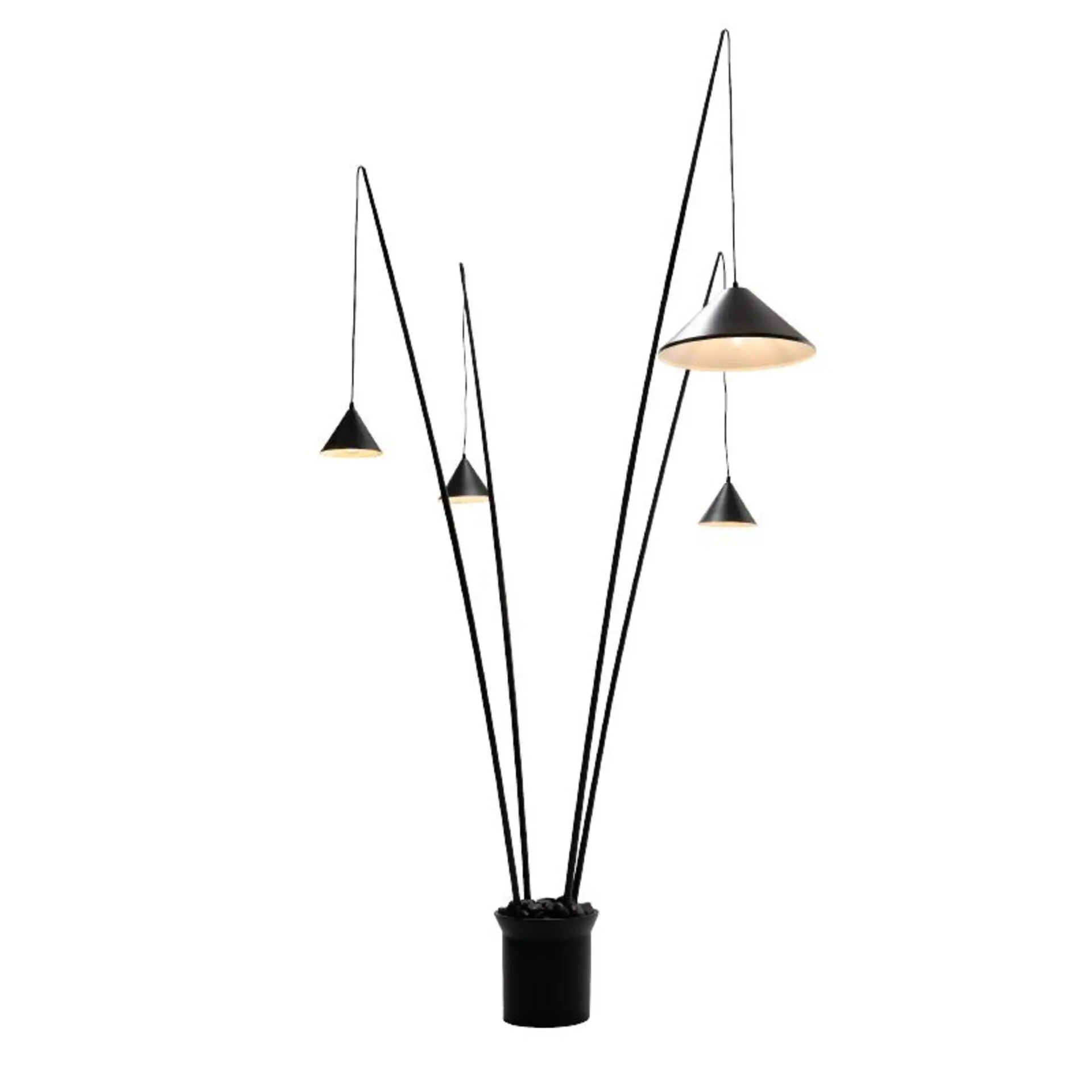 ACA Lighting stojací lampa DELIA 4-ramenná černý kov 250cm 4xE27 MF7792