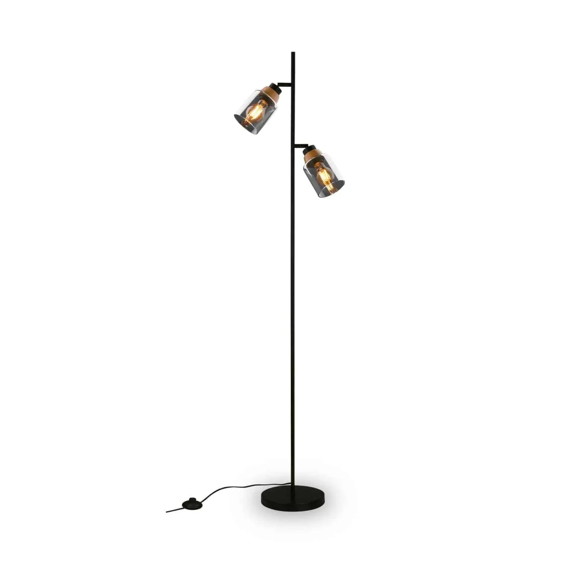 BRILONER Stojací svítidlo, 150 cm, 2x E27, max. 10W, černá BRI 1486025