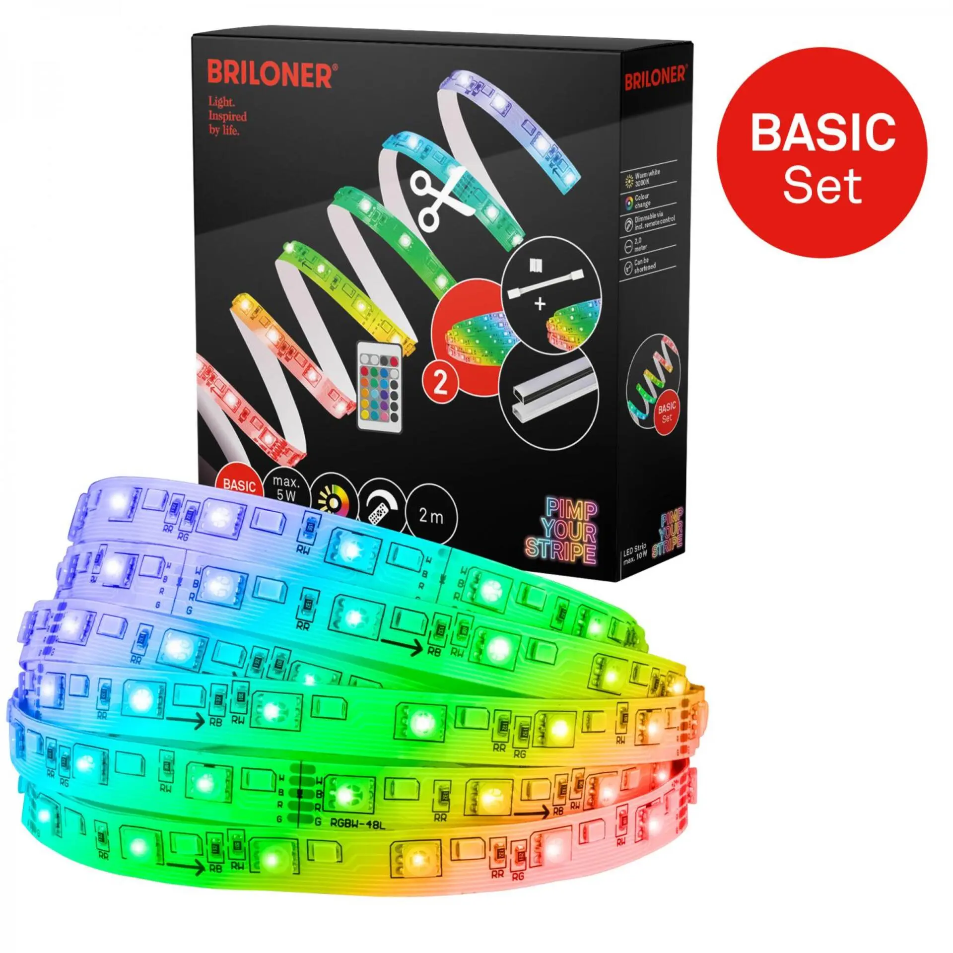 Briloner LED pásek samolepicí RGBW, základní sada, 2 m