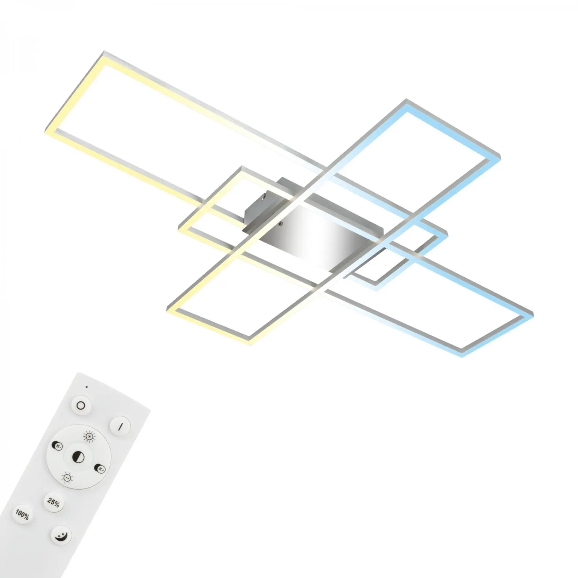 BRILONER Roami LED stropní svítidlo, stmívatelné, dálkový ovladač, CCT ovladač, chrom/hliník 3931019