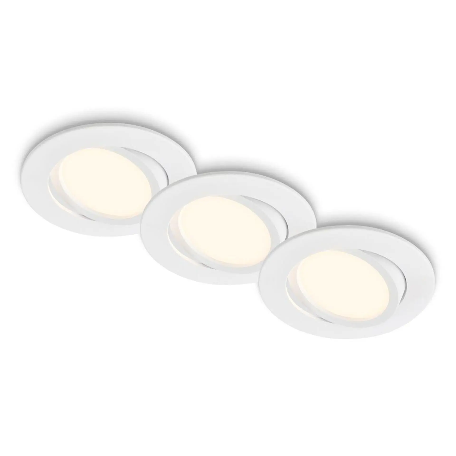 BRILONER Piwo vestavná svítidla 68mm 3ks sada - 230V, 4,7W, 400lm, nastavitelné, teplá bílá, bílá 7663036