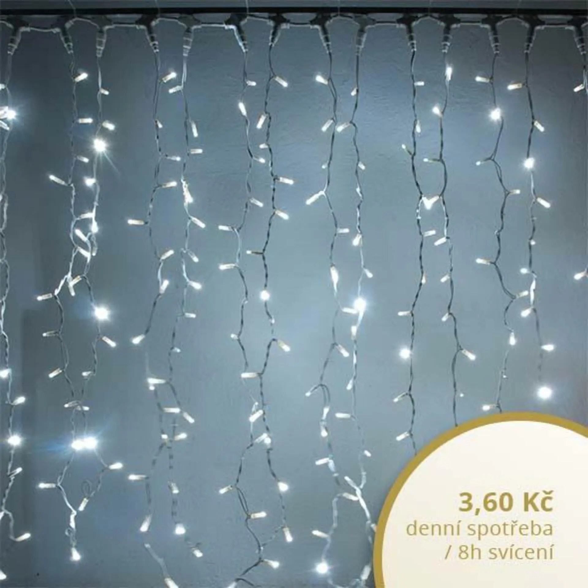 DecoLED LED světelná záclona - 1x5m, ledově bílá, 500 diod