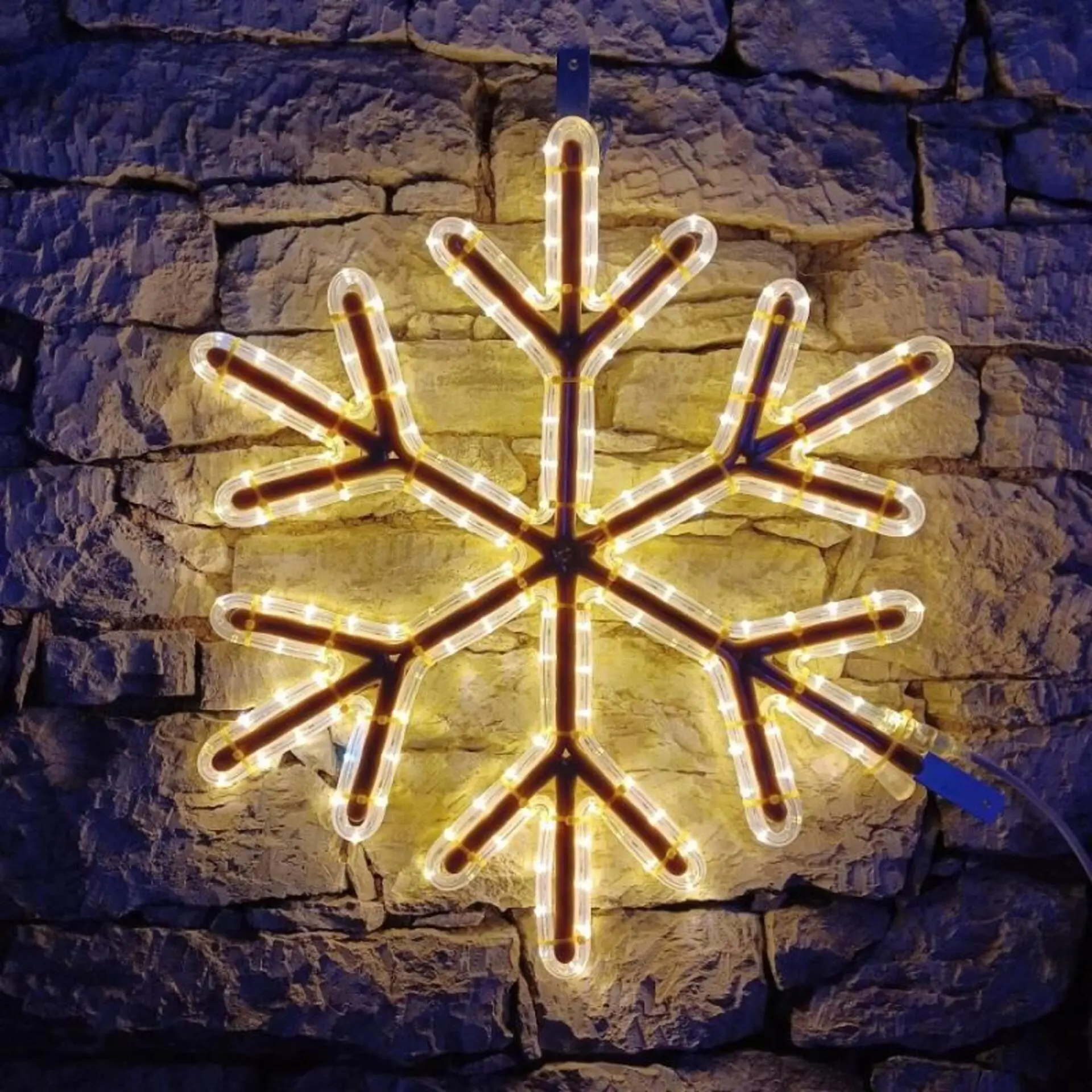 DecoLED LED světelná vločka VIII, na sloupy VO 3D tisk, pr. 67 cm, FLASH, teple bílá, IP67