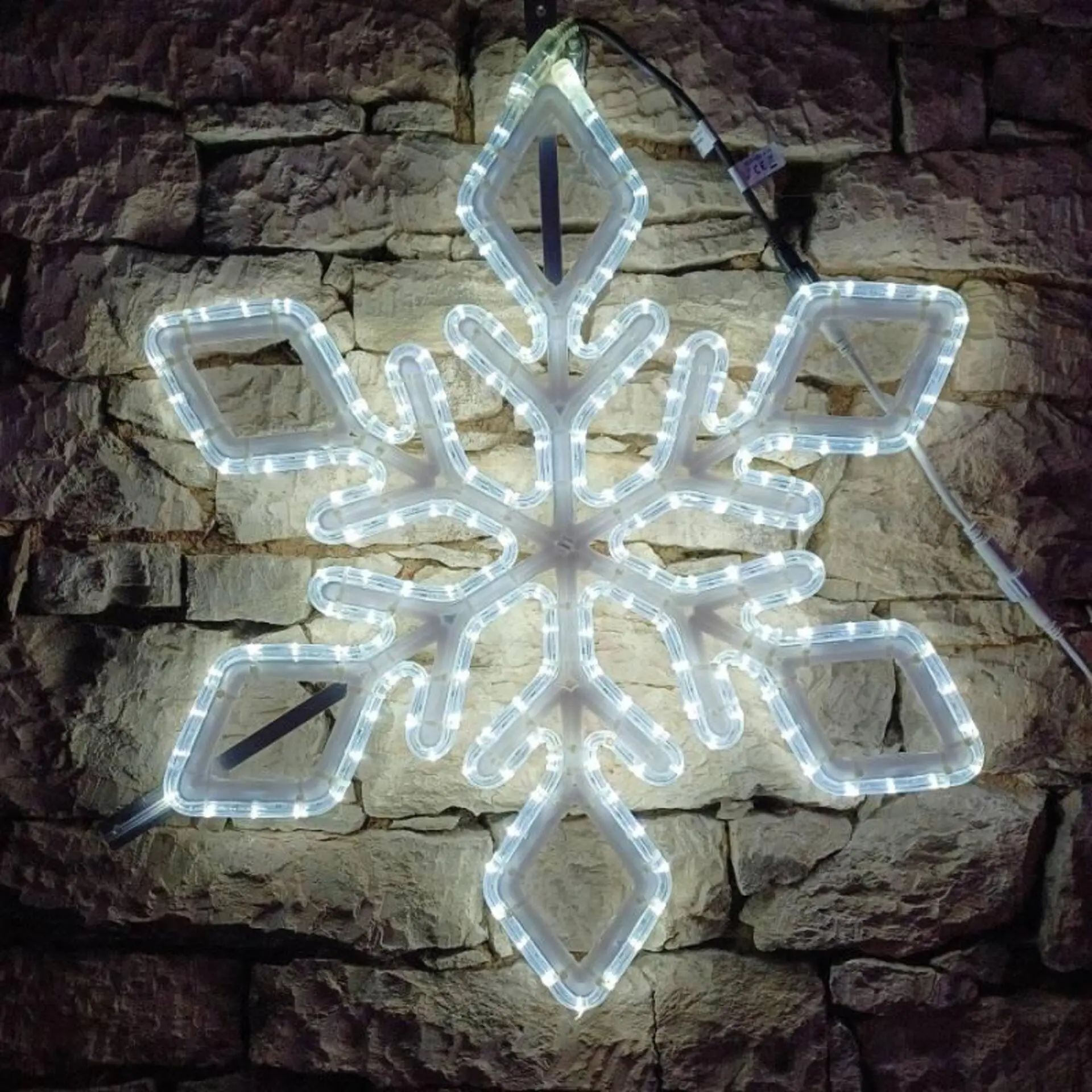 DecoLED LED světelná vločka IX, závěsná 3D tisk, pr. 72 cm, ledově bílá