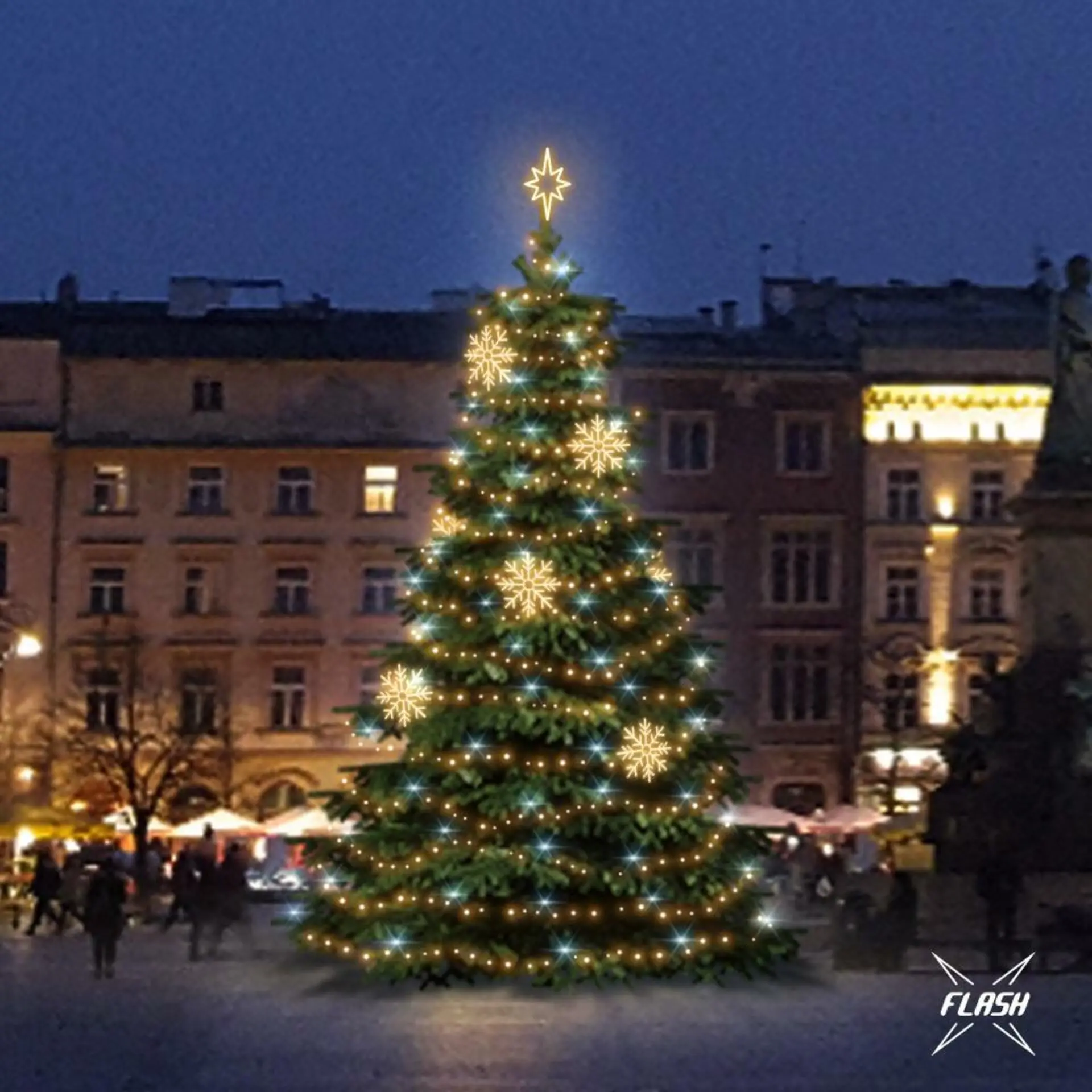 DecoLED LED světelná sada na stromy vysoké 9-11m, teplá bílá s Flash, dekory 8EFD08W