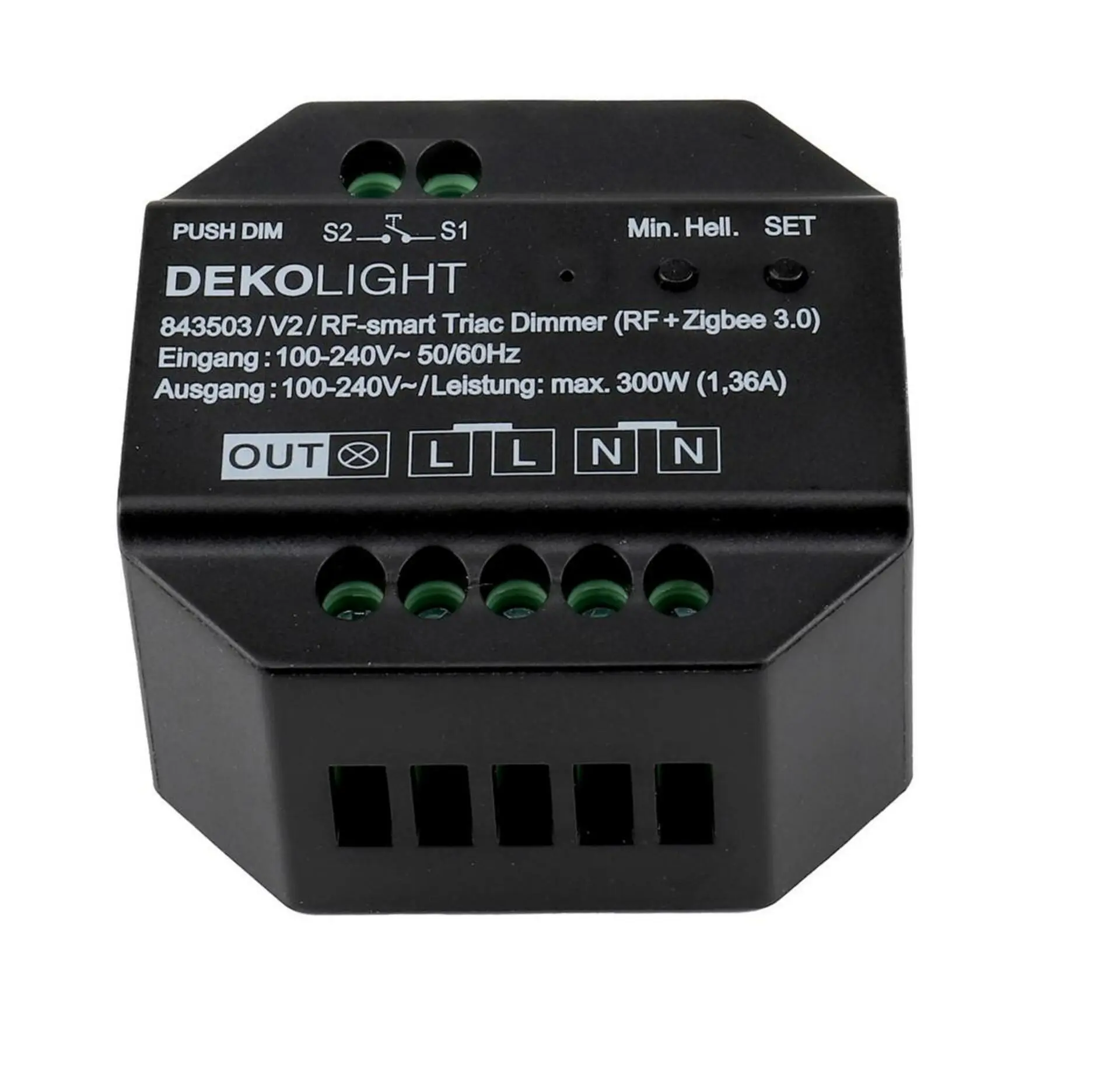 Deko-Light stmívač, RF-smart, 230V, 300W, IP20 RF / Zigbee 3.0 / Intelli-Push / triak 843503